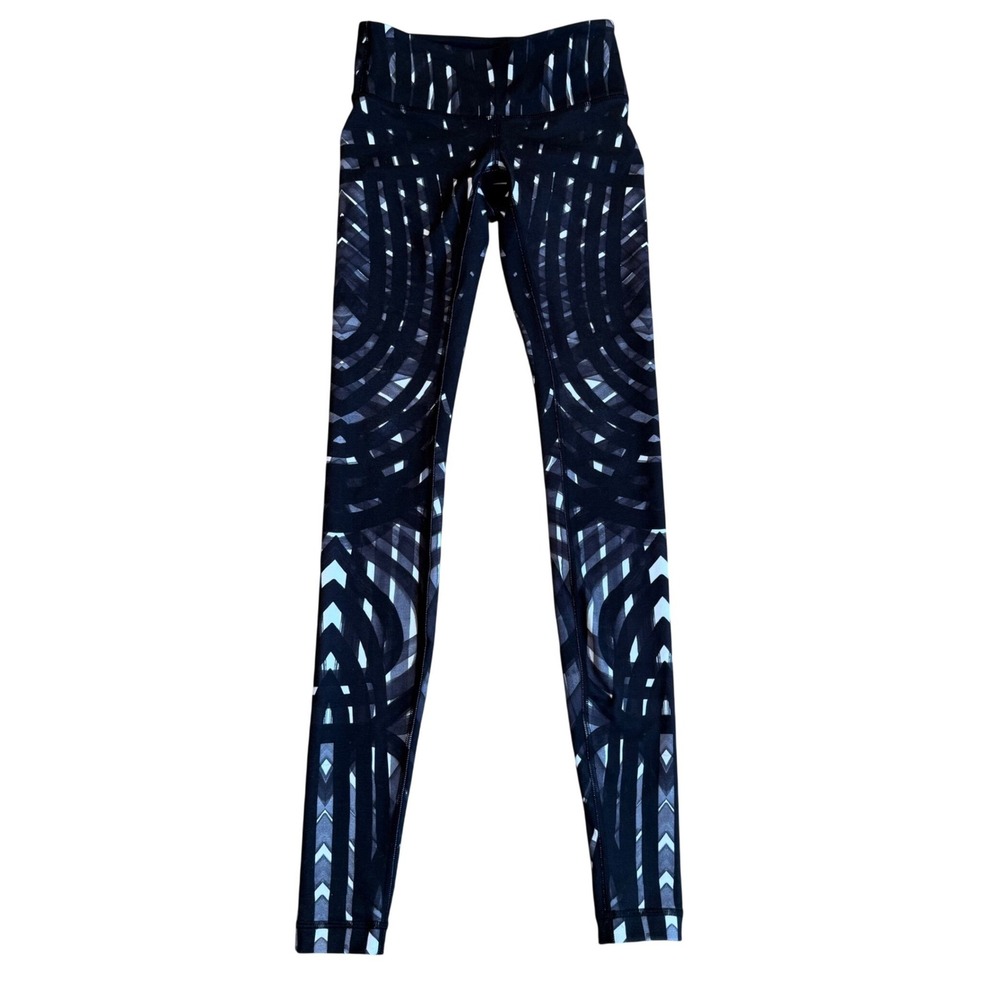 Lululemon Wunder Under Hi-Rise‎ Tight Black Grey Geometric Print Leggings Size 2